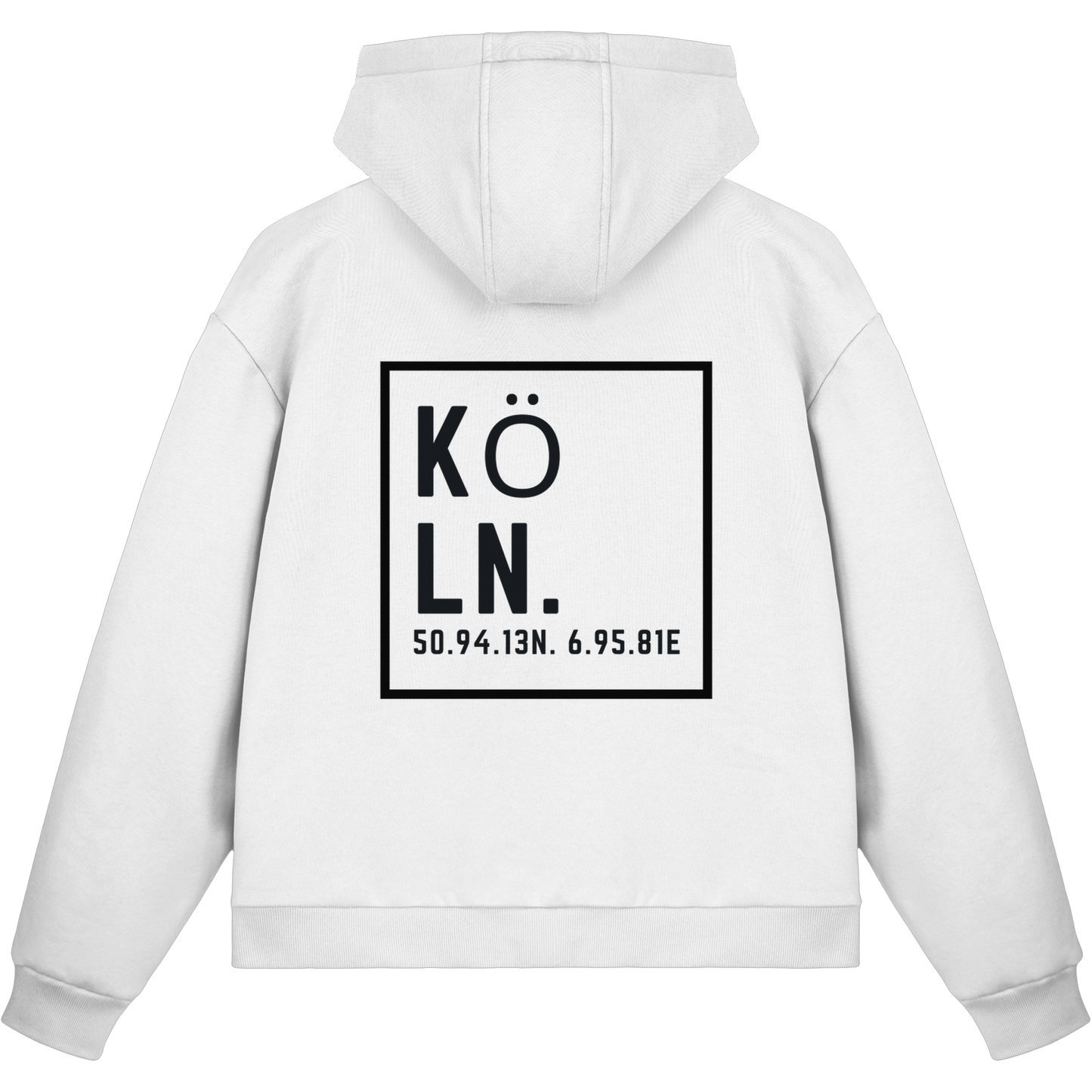 Köln Koordinaten (großer Druck auf dem Rücken) - Fluffy Boxcut Zipper