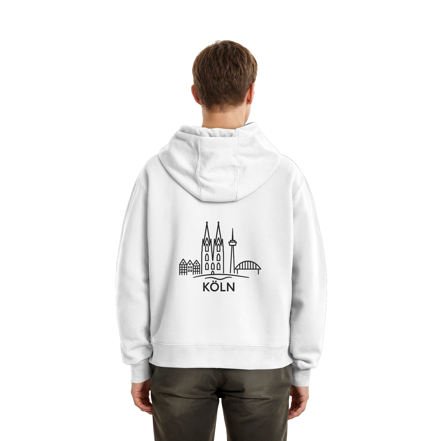 Köln Skyline (großer Druck auf dem Rücken) - Fluffy Boxcut Zipper