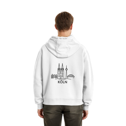 Köln Skyline (großer Druck auf dem Rücken) - Fluffy Boxcut Zipper