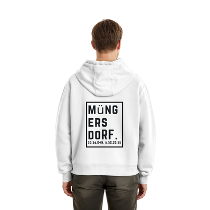 Müngersdorf Koordinaten (großer Druck auf dem Rücken) - Fluffy Boxcut Zipper