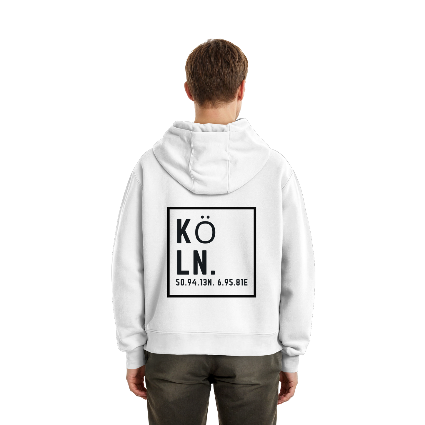 Köln Koordinaten (großer Druck auf dem Rücken) - Fluffy Boxcut Zipper