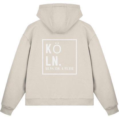 Köln Koordinaten (großer Druck auf dem Rücken) - Fluffy Boxcut Zipper