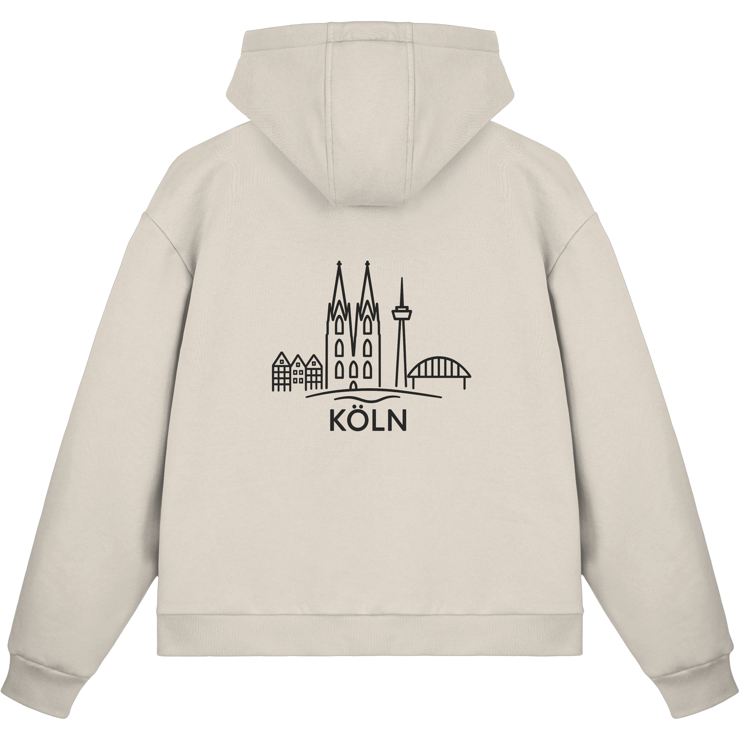 Köln Skyline (großer Druck auf dem Rücken) - Fluffy Boxcut Zipper
