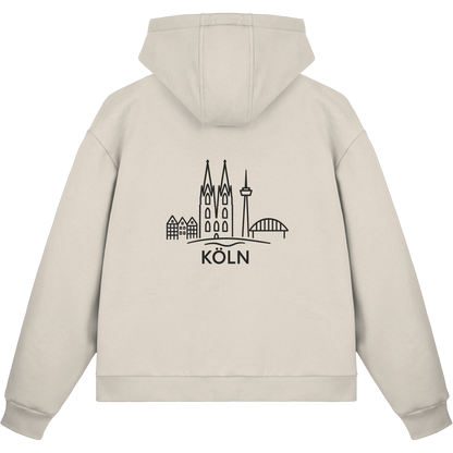 Köln Skyline (großer Druck auf dem Rücken) - Fluffy Boxcut Zipper