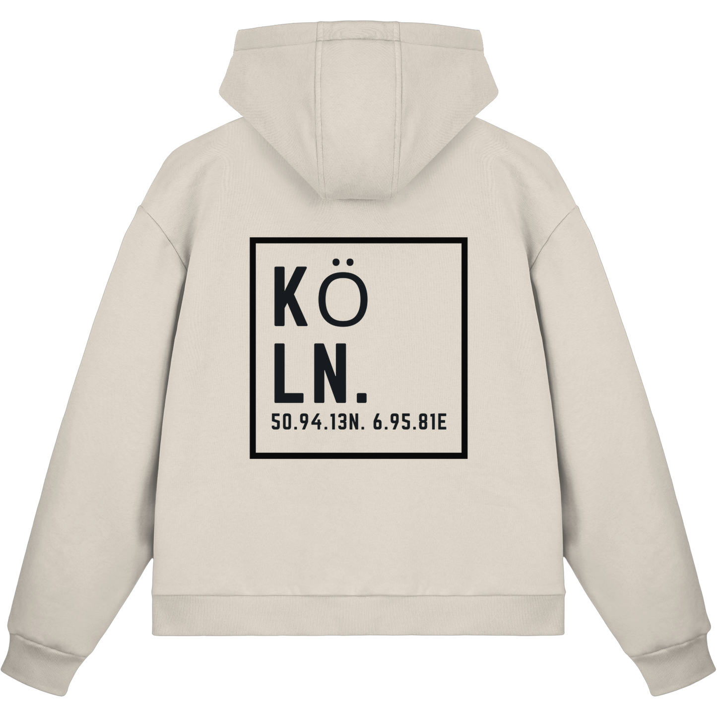 Köln Koordinaten (großer Druck auf dem Rücken) - Fluffy Boxcut Zipper