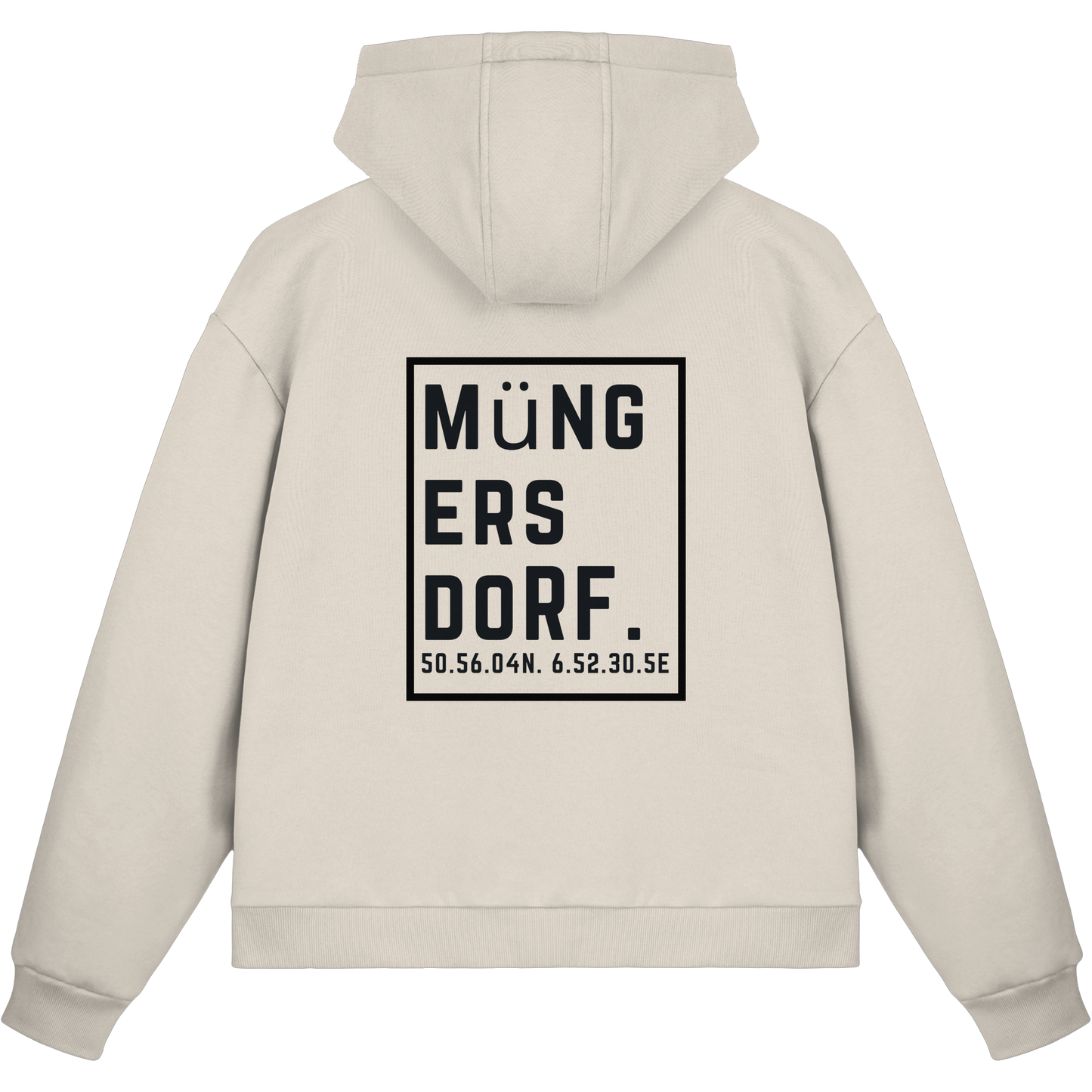 Müngersdorf Koordinaten (großer Druck auf dem Rücken) - Fluffy Boxcut Zipper
