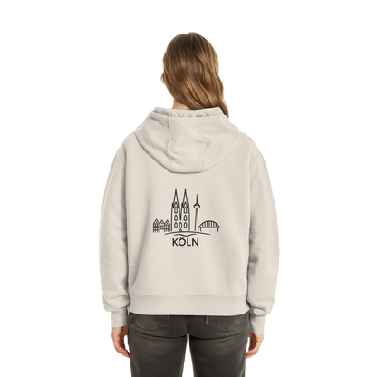 Köln Skyline (großer Druck auf dem Rücken) - Fluffy Boxcut Zipper