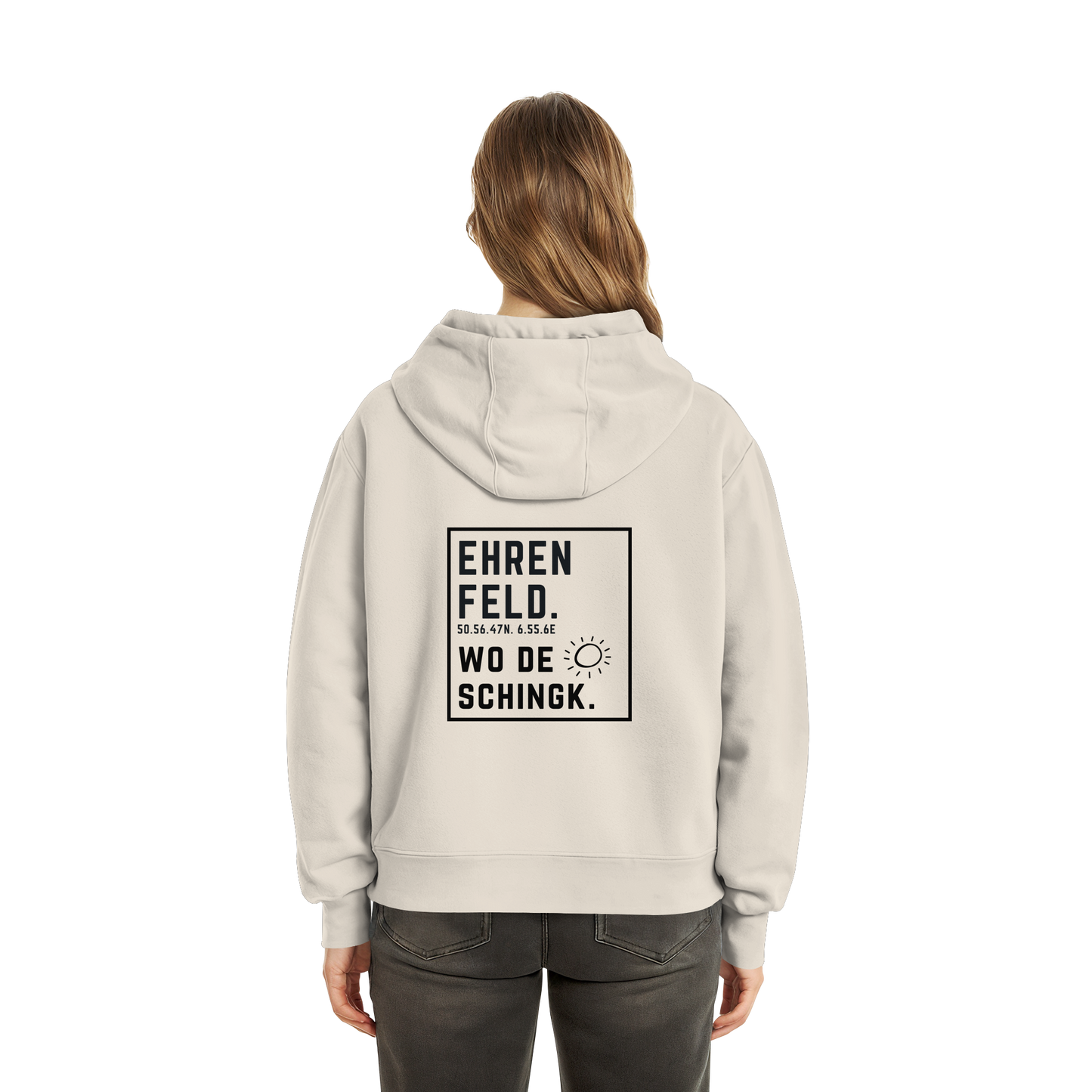 Wo de Sonn schingk - Ehrenfeld Druck Rücken - Fluffy Boxcut Zipper