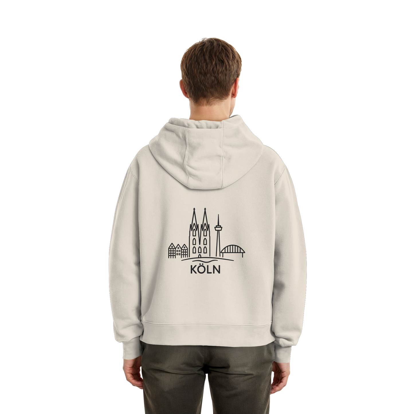 Köln Skyline (großer Druck auf dem Rücken) - Fluffy Boxcut Zipper