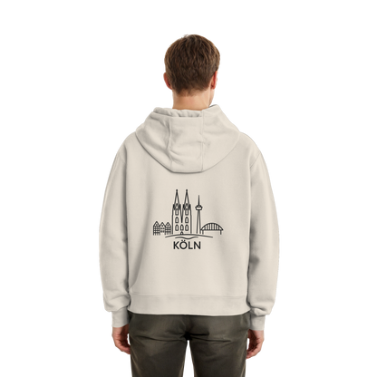Köln Skyline (großer Druck auf dem Rücken) - Fluffy Boxcut Zipper