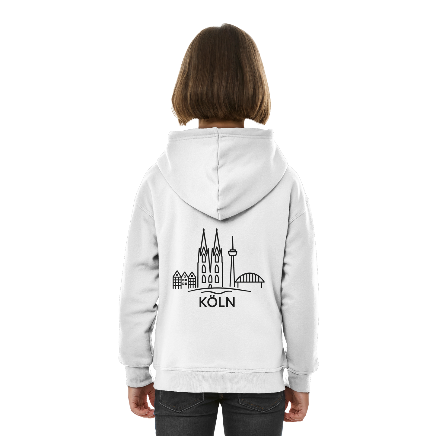 Köln Skyline (großer Druck auf dem Rücken) - Kids Basic Hoodie