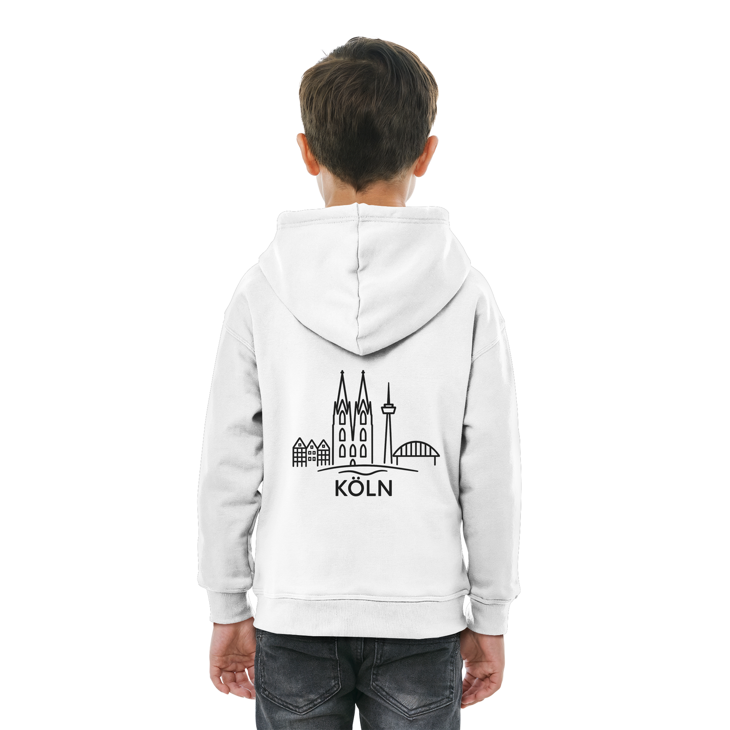 Köln Skyline (großer Druck auf dem Rücken) - Kids Basic Hoodie