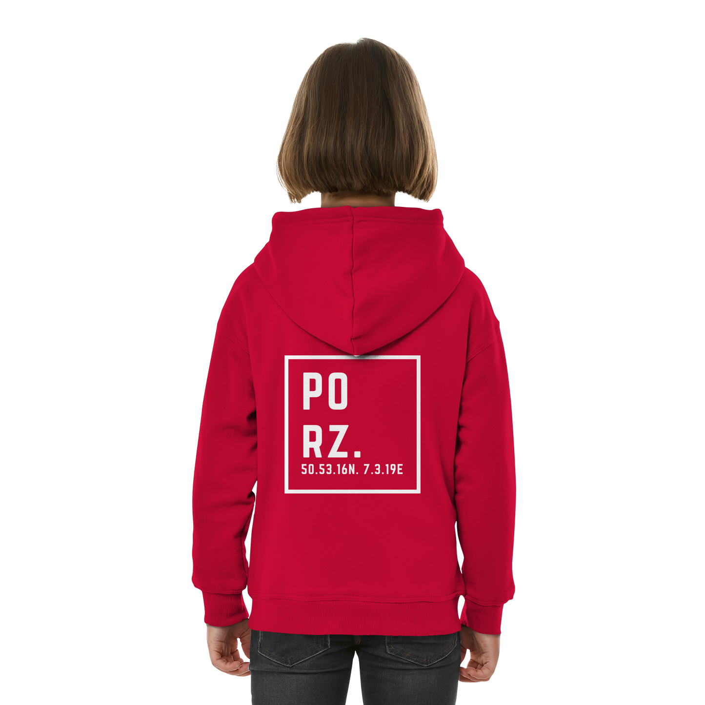 Porz Koordinaten (großer Druck Rücken) - Kids Basic Hoodie