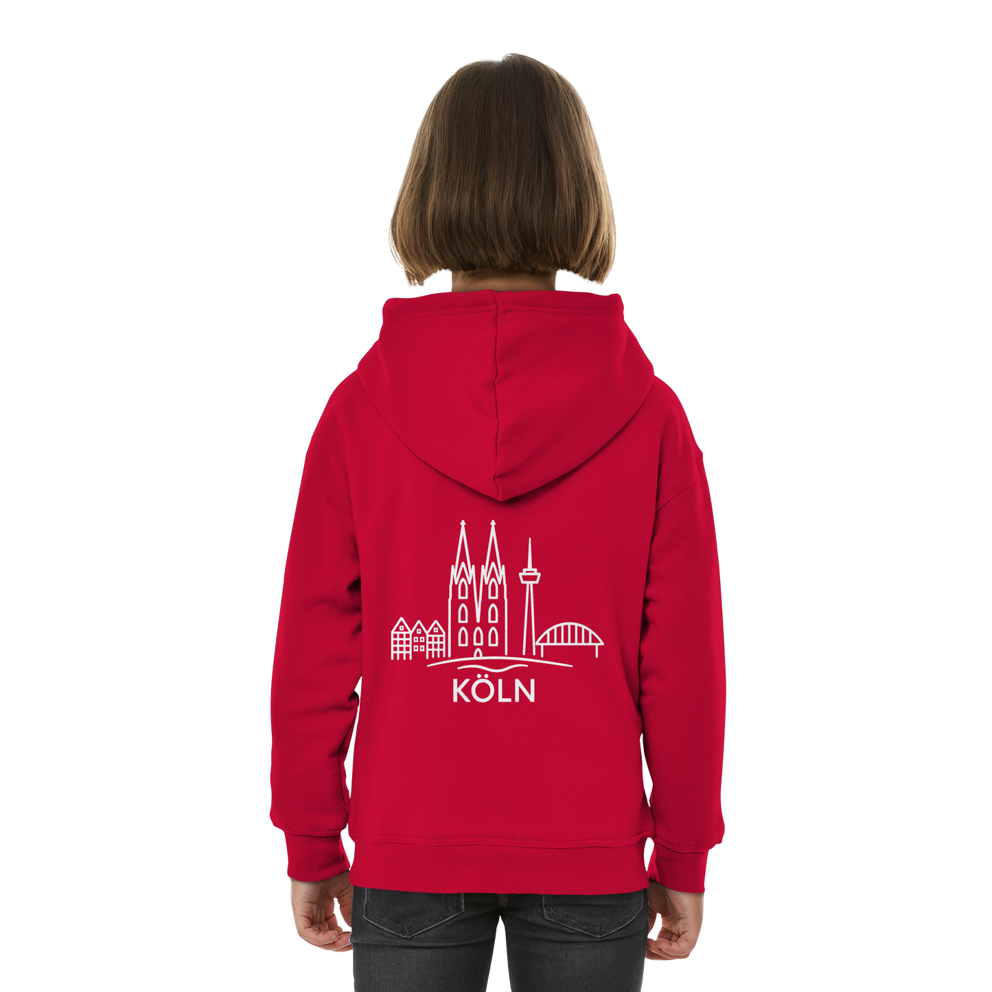 Köln Skyline (großer Druck auf dem Rücken) - Kids Basic Hoodie