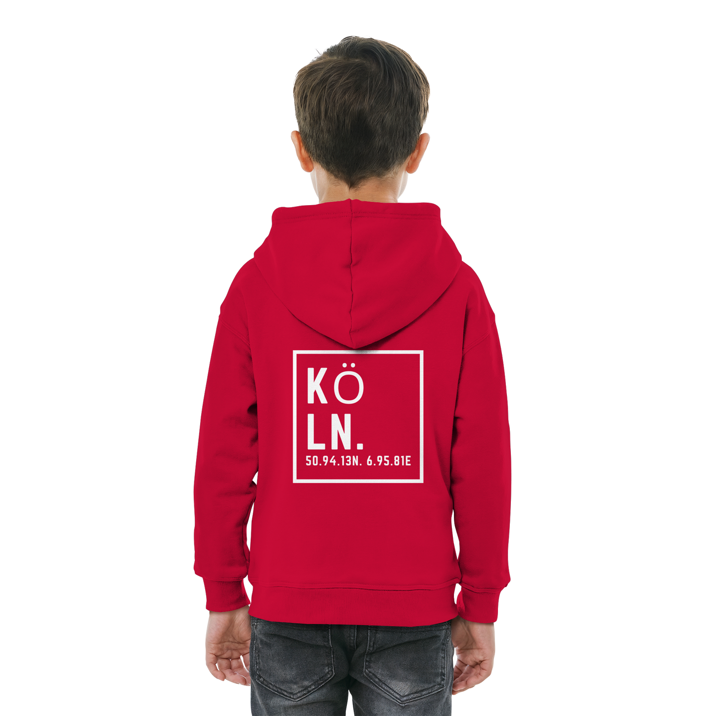 Köln Koordinaten (großer Druck auf dem Rücken) - Kids Basic Hoodie