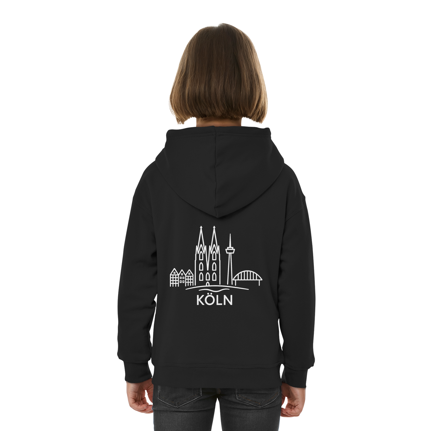 Köln Skyline (großer Druck auf dem Rücken) - Kids Basic Hoodie
