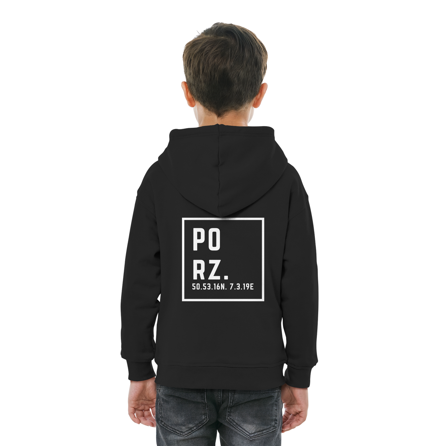 Porz Koordinaten (großer Druck Rücken) - Kids Basic Hoodie