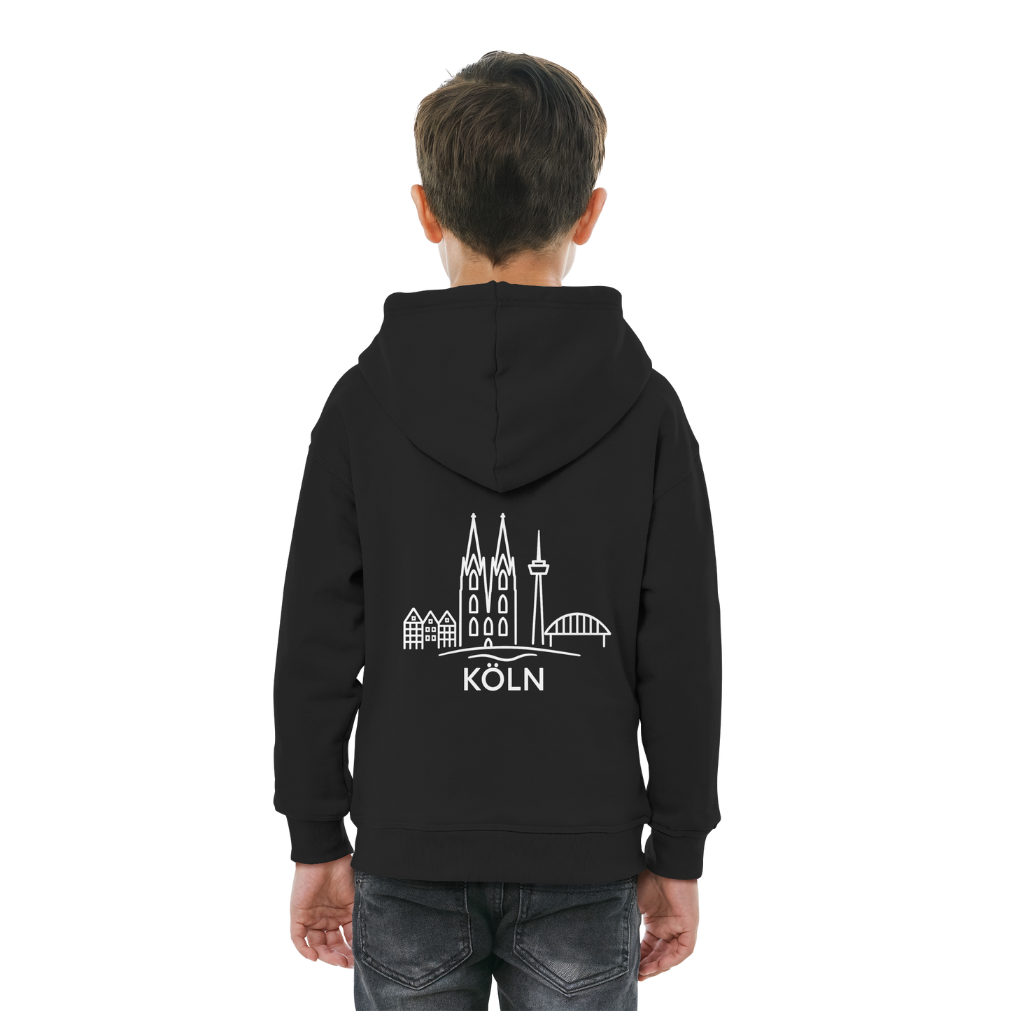 Köln Skyline (großer Druck auf dem Rücken) - Kids Basic Hoodie