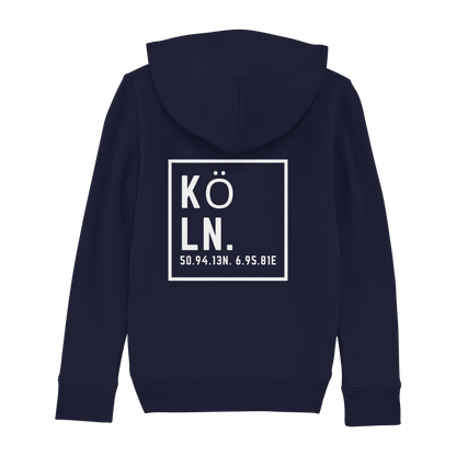 Köln Koordinaten (großer Druck auf dem Rücken) - Kids Basic Hoodie