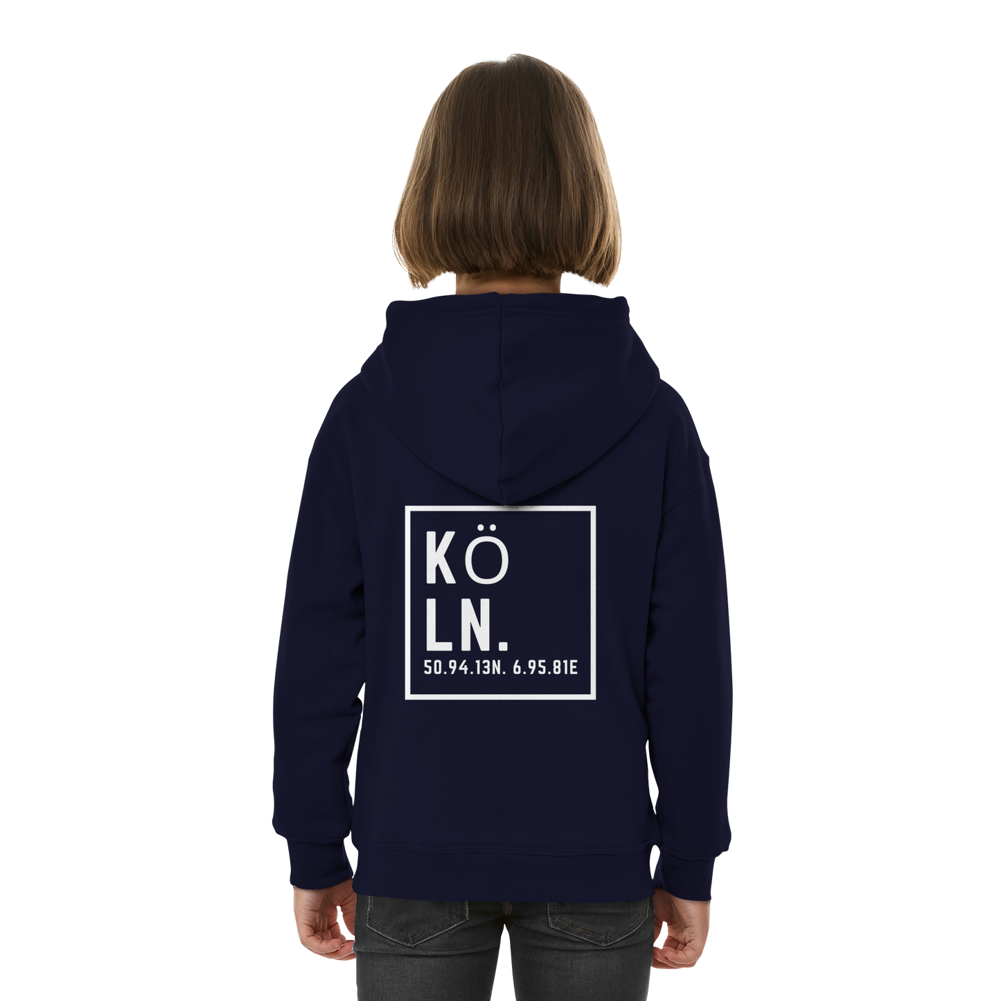 Köln Koordinaten (großer Druck auf dem Rücken) - Kids Basic Hoodie