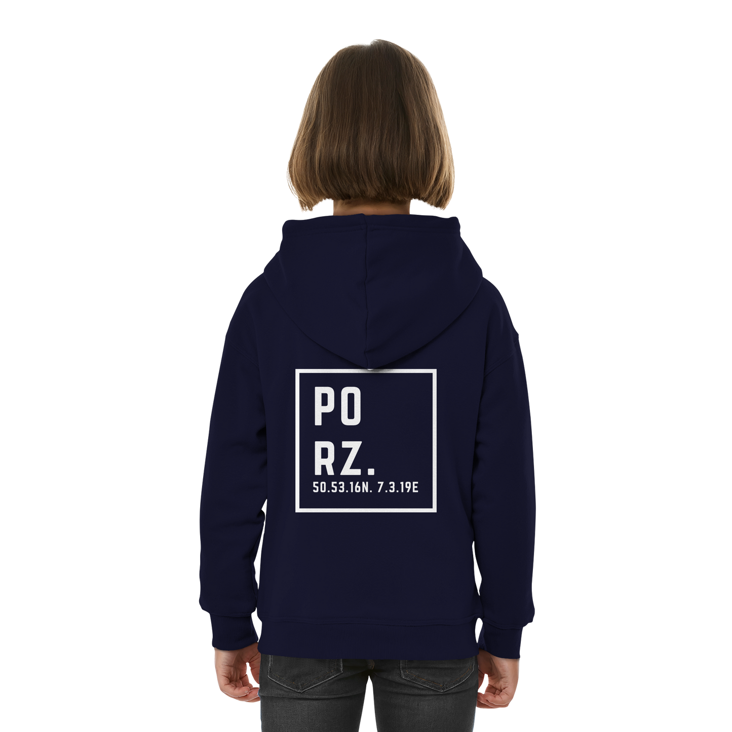 Porz Koordinaten (großer Druck Rücken) - Kids Basic Hoodie