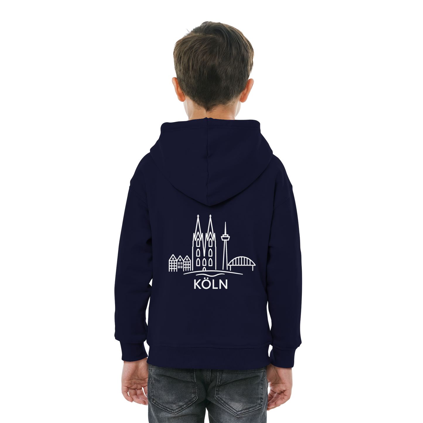 Köln Skyline (großer Druck auf dem Rücken) - Kids Basic Hoodie