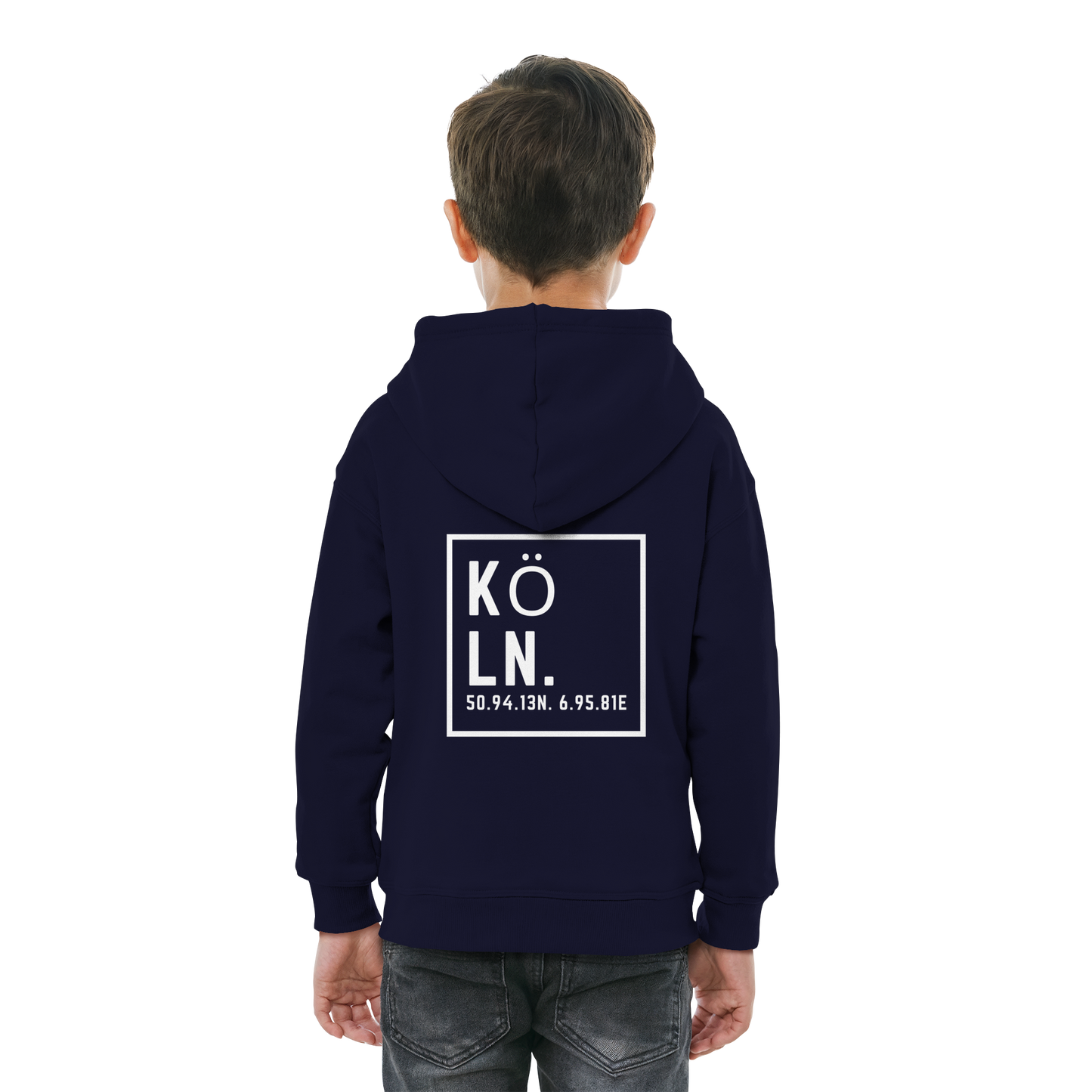 Köln Koordinaten (großer Druck auf dem Rücken) - Kids Basic Hoodie