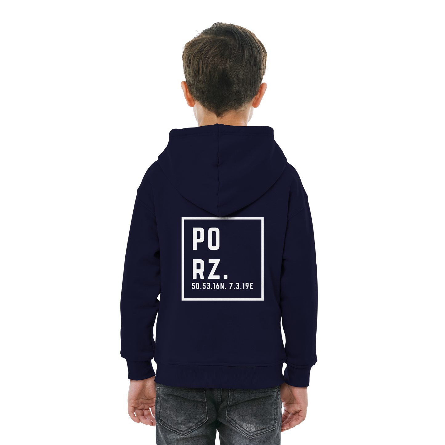 Porz Koordinaten (großer Druck Rücken) - Kids Basic Hoodie