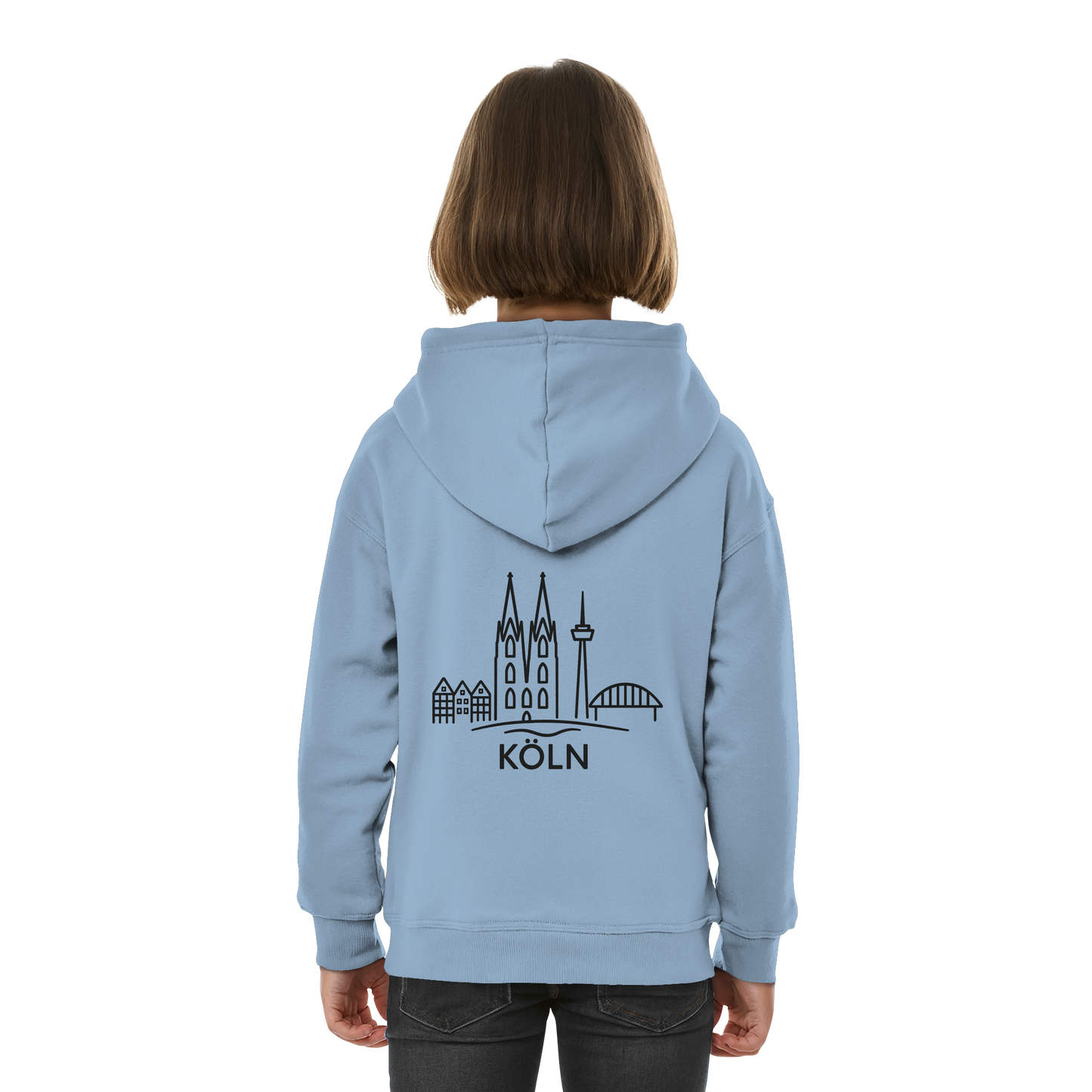 Köln Skyline (großer Druck auf dem Rücken) - Kids Basic Hoodie