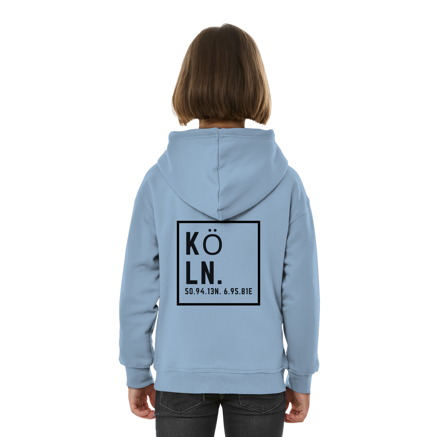 Köln Koordinaten (großer Druck auf dem Rücken) - Kids Basic Hoodie