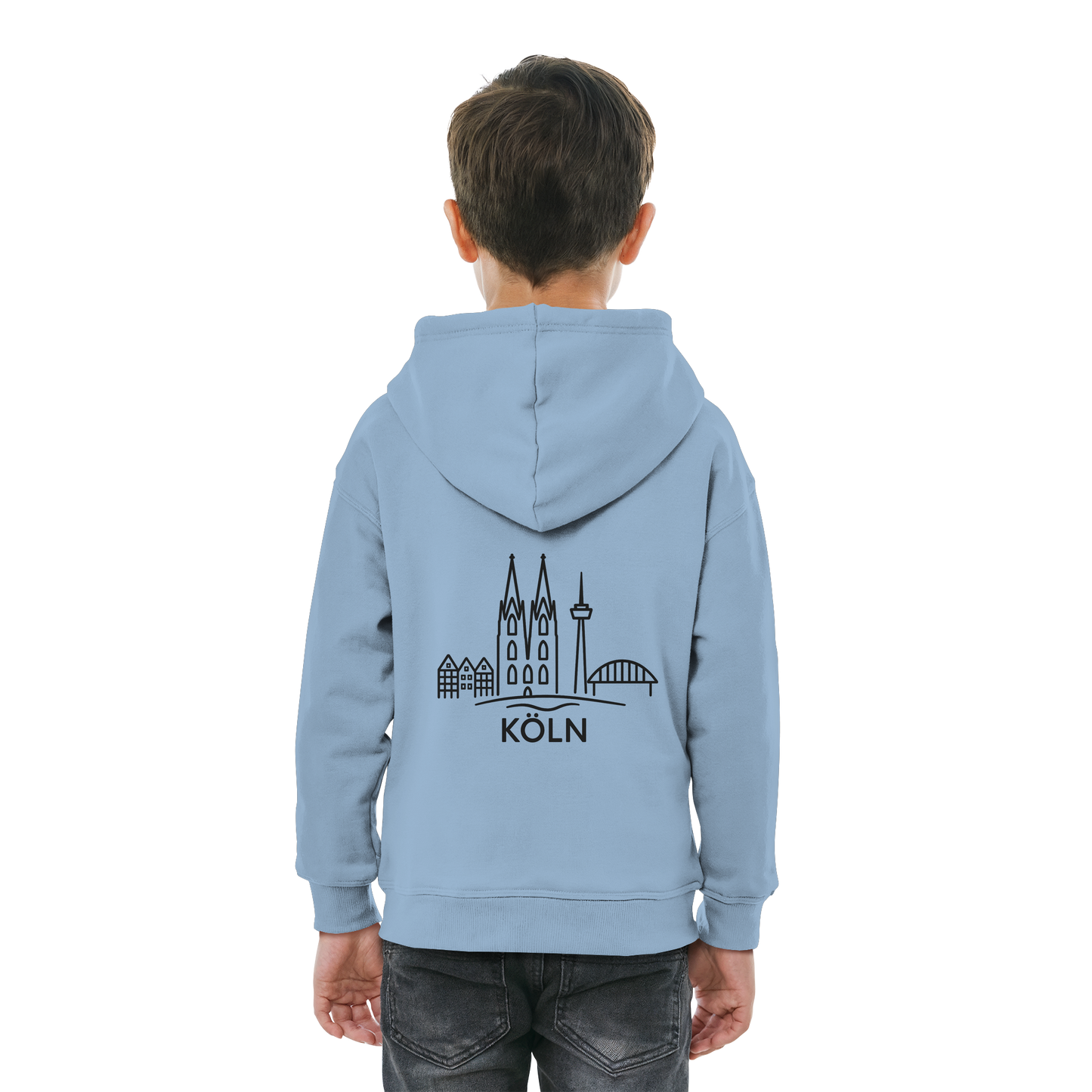 Köln Skyline (großer Druck auf dem Rücken) - Kids Basic Hoodie