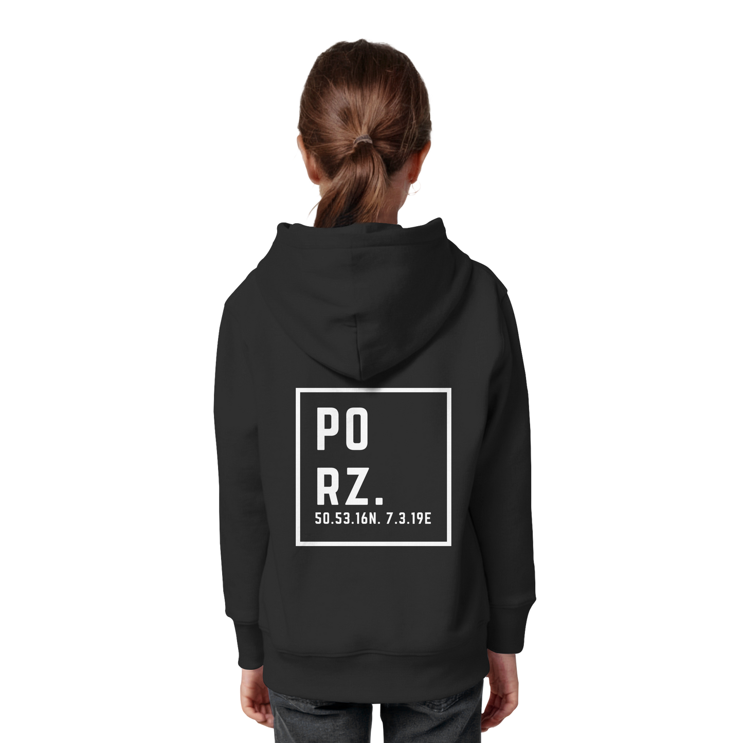Porz Koordinaten (großer Druck Rücken) - Kids Organic Hoodie