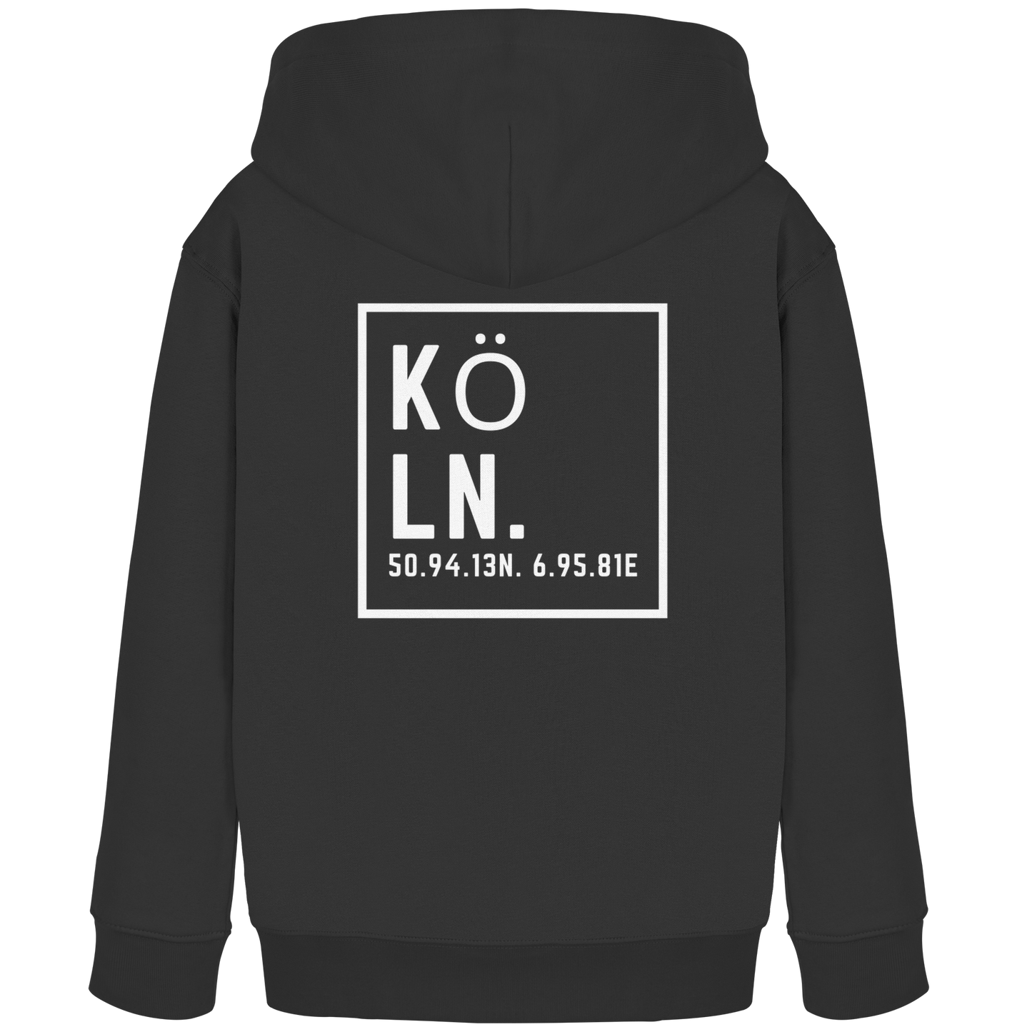 Köln Koordinaten (großer Druck auf dem Rücken) - Kids Organic Hoodie