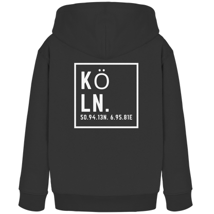 Köln Koordinaten (großer Druck auf dem Rücken) - Kids Organic Hoodie