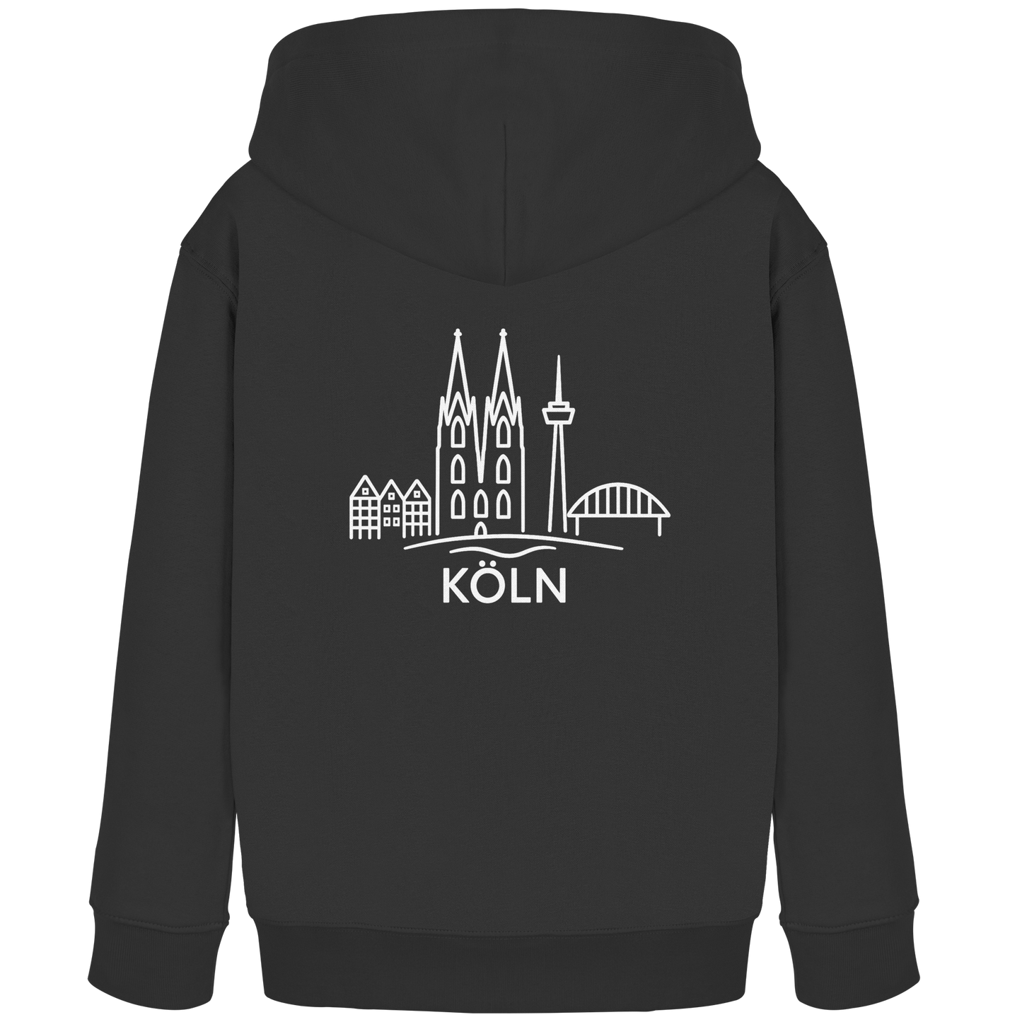 Köln Skyline (großer Druck auf dem Rücken) - Kids Organic Hoodie