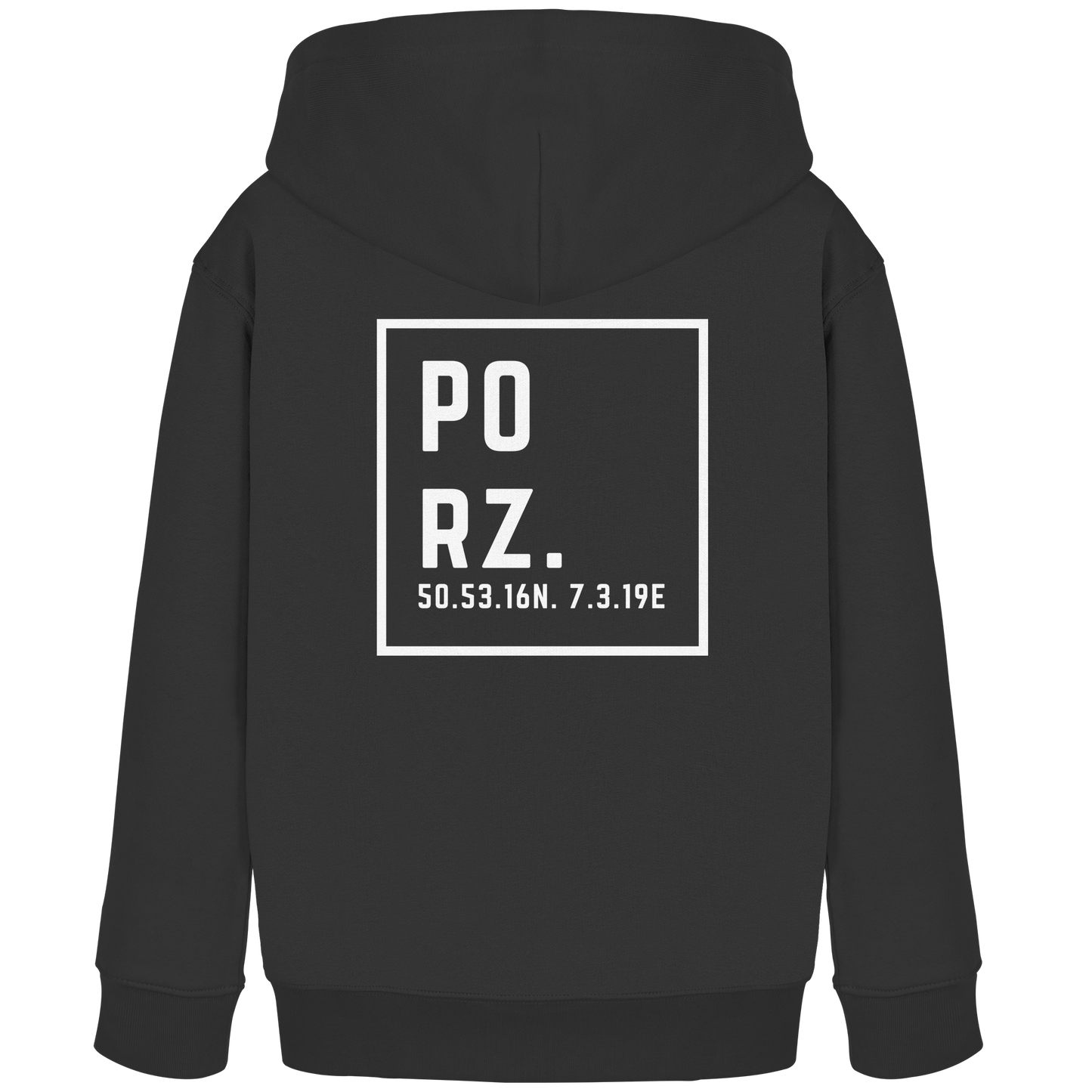 Porz Koordinaten (großer Druck Rücken) - Kids Organic Hoodie
