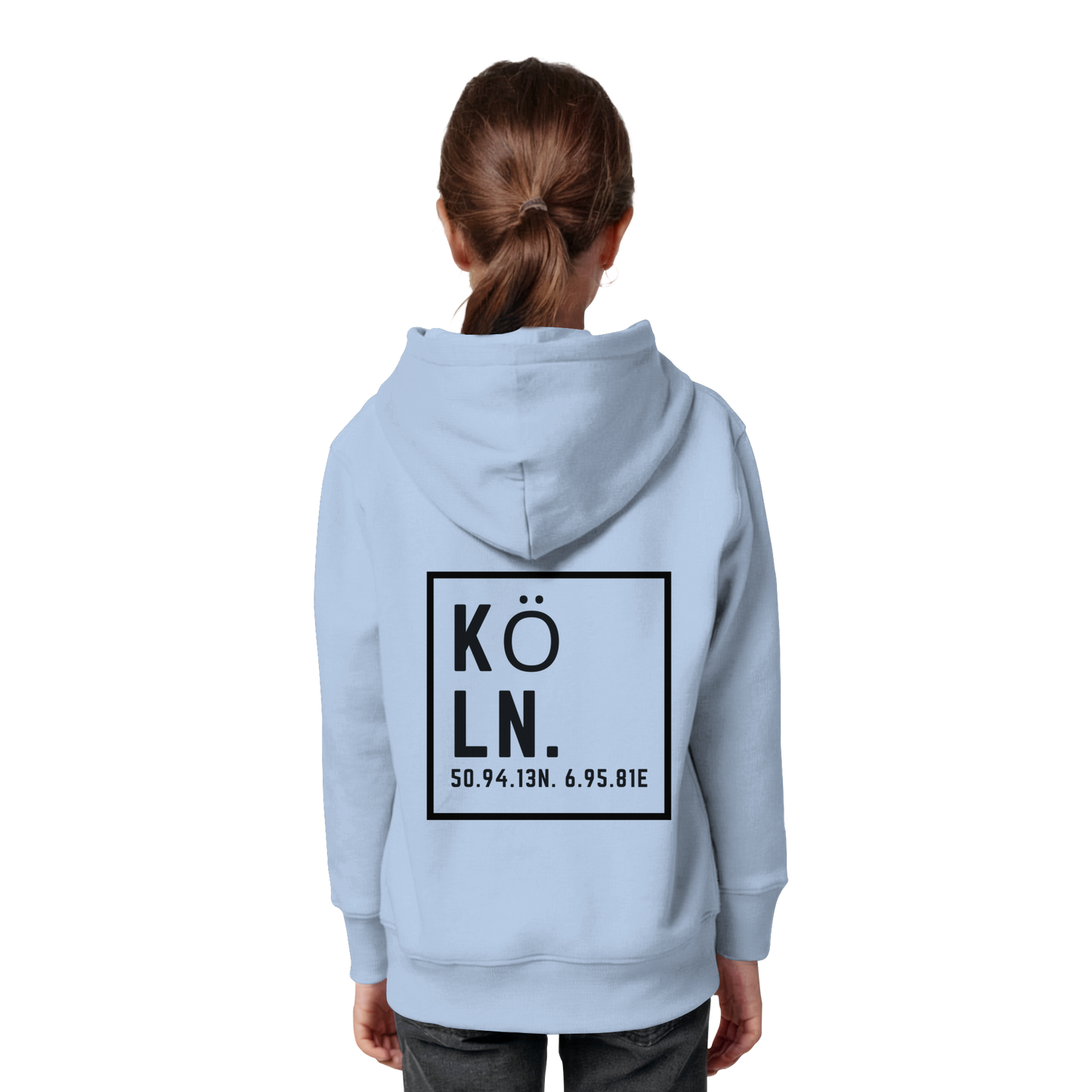 Köln Koordinaten (großer Druck auf dem Rücken) - Kids Organic Hoodie