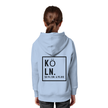 Köln Koordinaten (großer Druck auf dem Rücken) - Kids Organic Hoodie