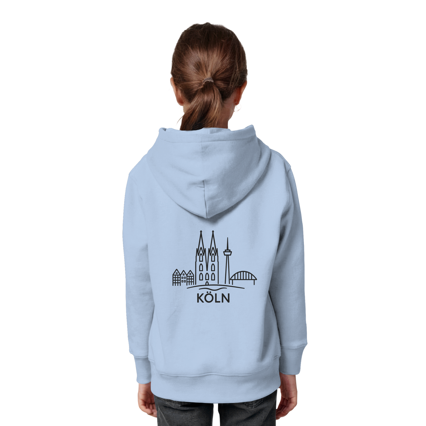 Köln Skyline (großer Druck auf dem Rücken) - Kids Organic Hoodie