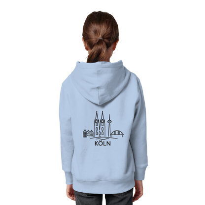 Köln Skyline (großer Druck auf dem Rücken) - Kids Organic Hoodie