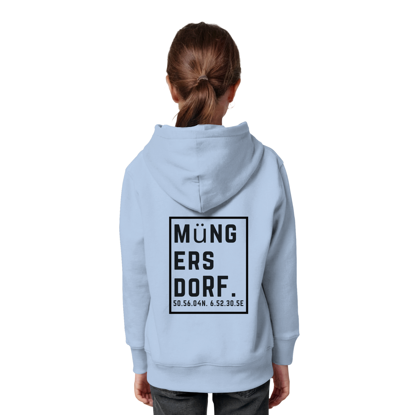 Müngersdorf Koordinaten (großer Druck auf dem Rücken) - Kids Organic Hoodie
