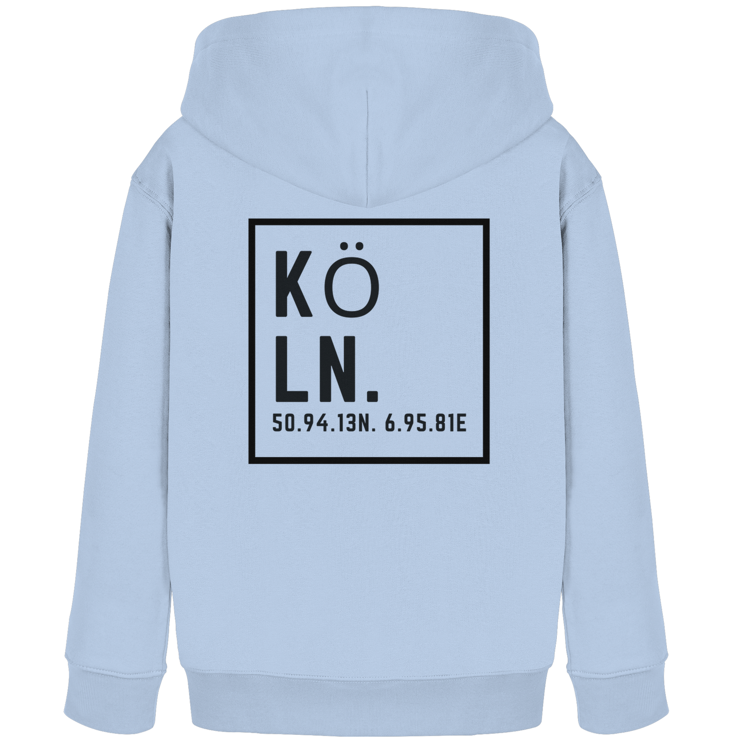 Köln Koordinaten (großer Druck auf dem Rücken) - Kids Organic Hoodie