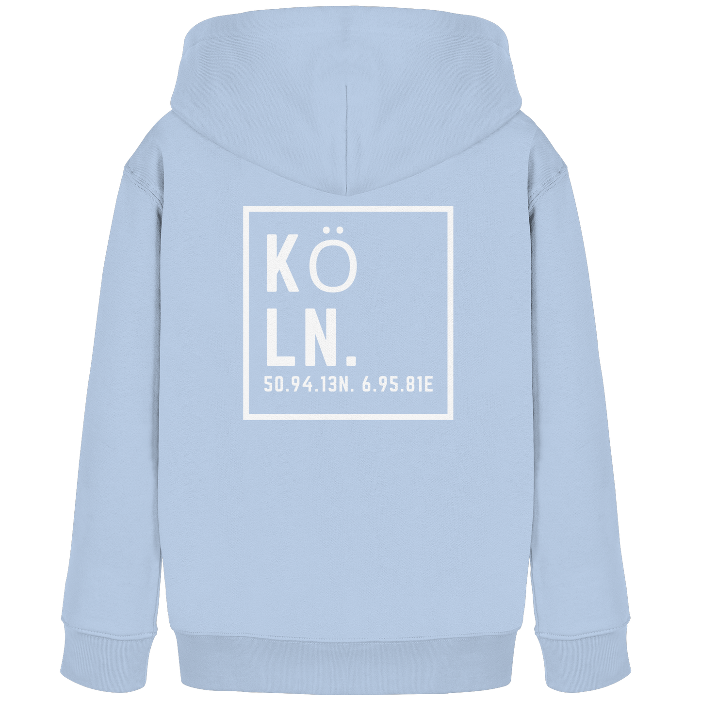 Köln Koordinaten (großer Druck auf dem Rücken) - Kids Organic Hoodie