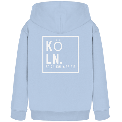 Köln Koordinaten (großer Druck auf dem Rücken) - Kids Organic Hoodie