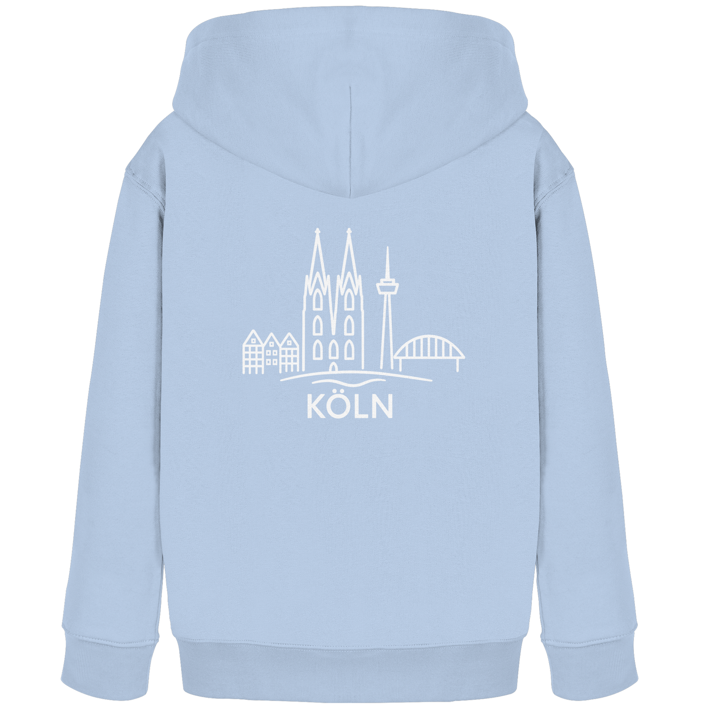 Köln Skyline (großer Druck auf dem Rücken) - Kids Organic Hoodie