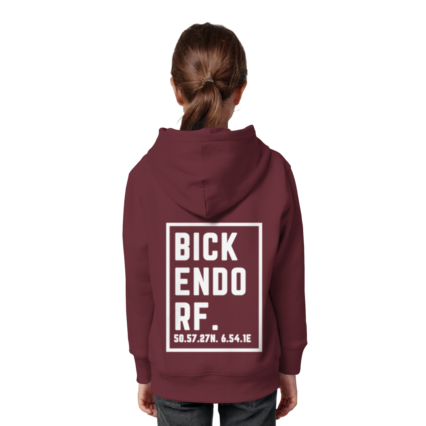 Bickendorf Koordinaten (großer Druck auf dem Rücken) - Kids Organic Hoodie