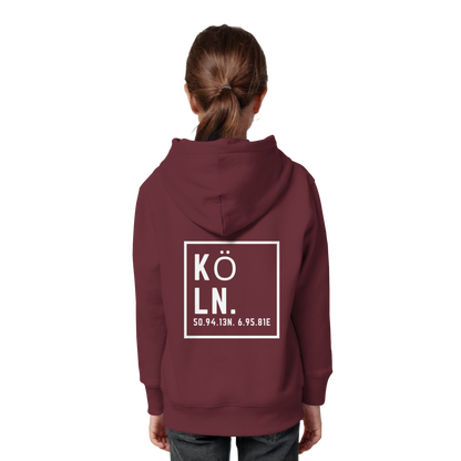 Köln Koordinaten (großer Druck auf dem Rücken) - Kids Organic Hoodie