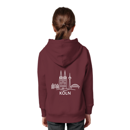 Köln Skyline (großer Druck auf dem Rücken) - Kids Organic Hoodie