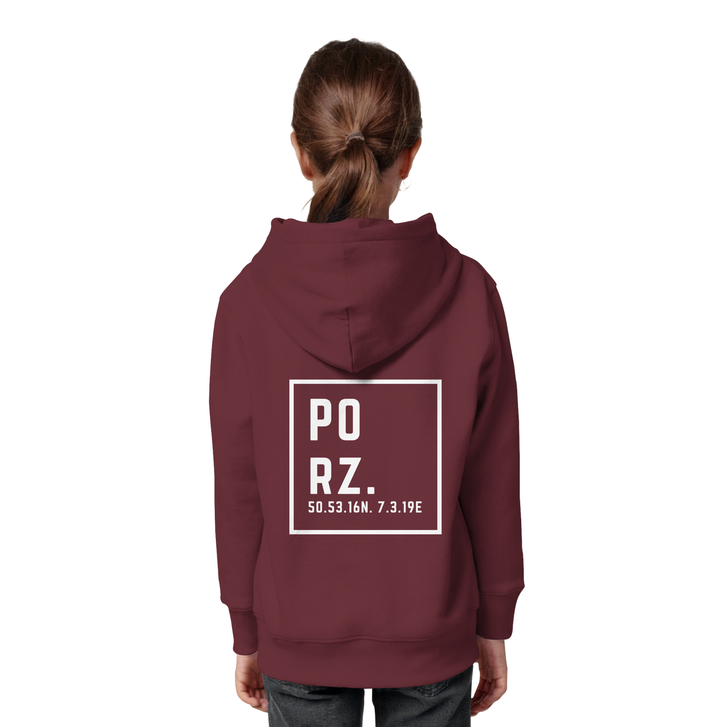 Porz Koordinaten (großer Druck Rücken) - Kids Organic Hoodie