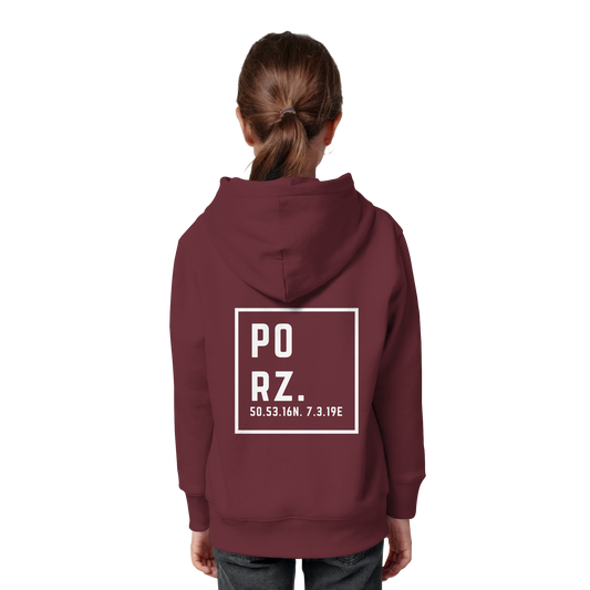 Porz Koordinaten (großer Druck Rücken) - Kids Organic Hoodie